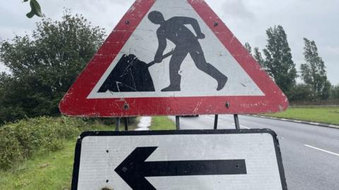 Roadworks sign