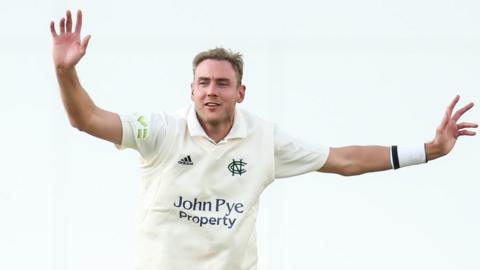 Stuart Broad in action for Nottinghamshire