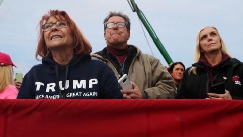 Trump supporters at an election rally in New Hampshire