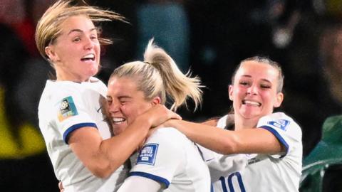 England players celebrate