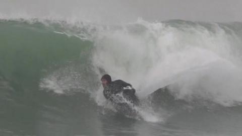 Surfer at Porthleven