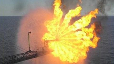Flare from oil platform