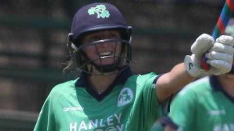 Leah Paul acknowledges the applause after reaching her half century in Harare on Thursday