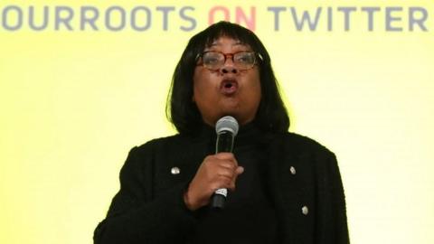 Diane Abbott speaking at a rally in London
