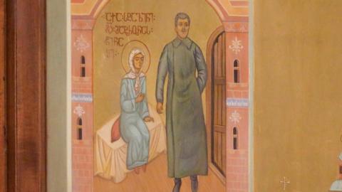 An icon of Stalin and St Matrona