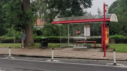 The bollards in front of Weetwood Lane bus stop