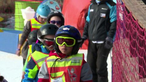 Young skiers line up at Lesotho resort