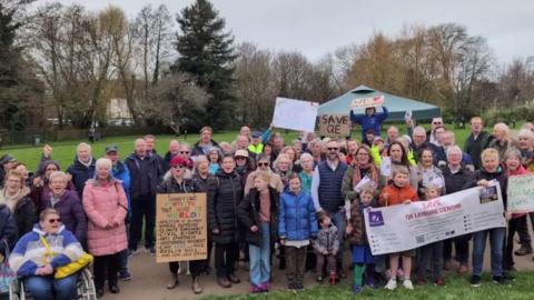 Scores of protesters gathered in Wimborne