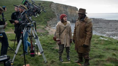 Filming on location in south Wales for His Dark Materials