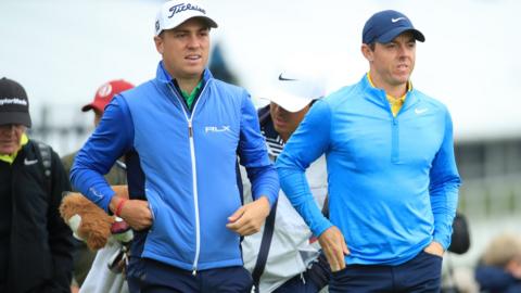 Northern Ireland golf player Rory McIlroy and US golf player Justin Thomas