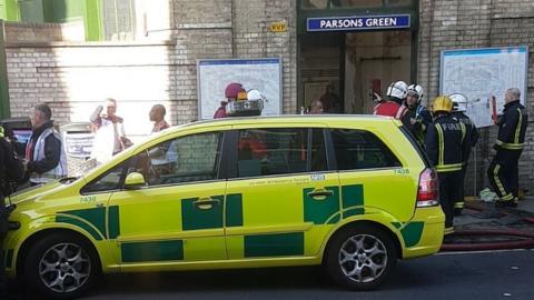 Emergency services at the scene at Parsons Green