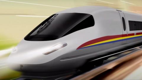 An artist's impression of one of the planned trains on the high-speed line from Singapore to Kuala Lumpur
