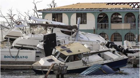 Destruction in British Virgin Islands left by Hurricane Irma on 10 September 2017.