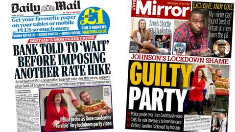 Front pages of Daily Mail and Mirror