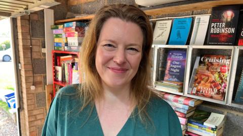 Lisa Batty turned her garage into a library for the community in Oakham, Rutland