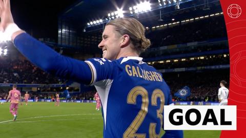 Conor Gallagher celebrates his late winner for Chelsea against Leeds