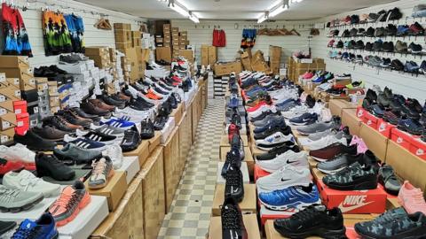 rows of trainers