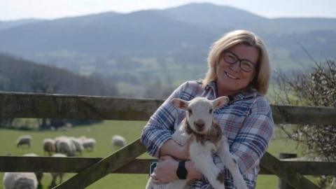 Beryl on her farm in Conwy