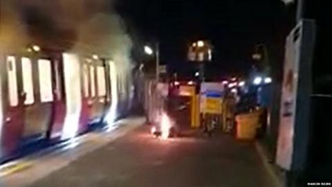 Parsons Green station after a scooter caught fire