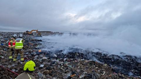 Fire at landfill site