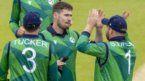 Ireland celebrate a wicket