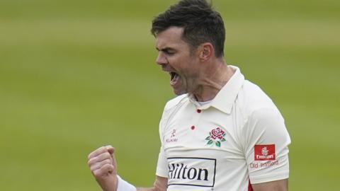 James Anderson celebrates