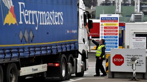 A lorry at Larne Port