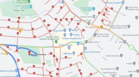 Roads shown as closed on Google maps