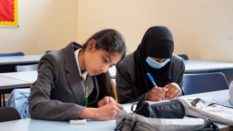 Pupils at Manor High School in Leicestershire