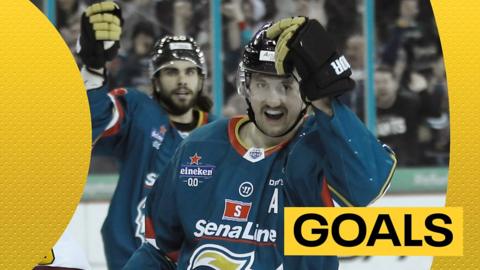 Belfast Giants' Ben Lake celebrates scoring against Guildford Flames