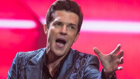 Brandon Flowers of The Killers performs live on the Pyramid stage during the 2019 Glastonbury Festival at Worthy Farm, Pilton on June 29, 2019 in Glastonbury, England