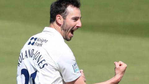 Middlesex and England paceman Toby Roland Jones took 4-29 against hapless Surrey to end up with seven wickets in the match at Lord's