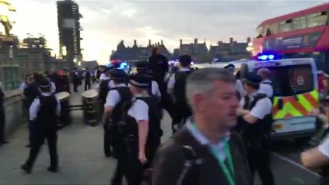 Police on Westminster Bridge, London