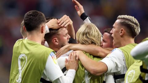 Germany celebrate equaliser against Spain