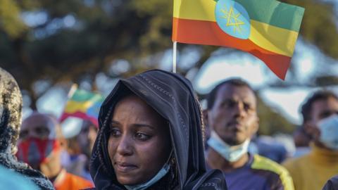An Ethiopian woman during an event marking the one year anniversary of the conflict in November this year.