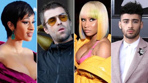 Cardi B, Liam Gallagher, Nicki Minaj, Zayn Malik