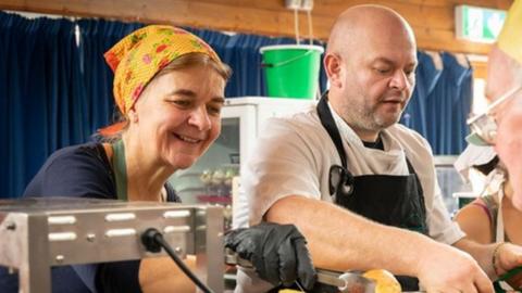 People serving food