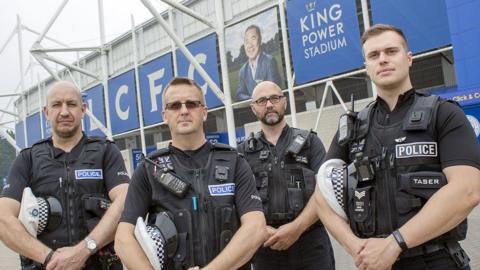 L to R: PC Kevin Marsh, PC Michael Hinton, PC Steve Quartermain, Sgt Mike Hooper