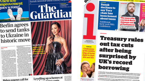 The Guardian and i front page.