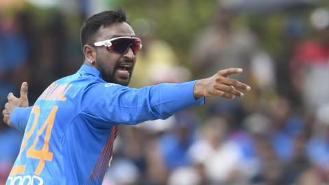 Krunal Pandya in action for India