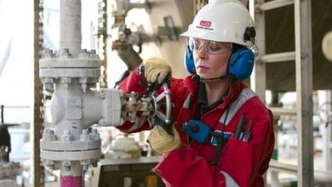 A Wood Group PSN production technician working on an offshore platform in the North Sea