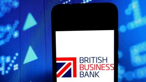 British Business Bank logo on phone.