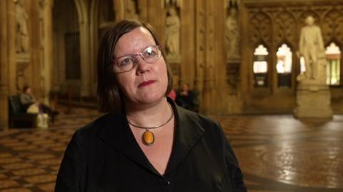 Dame Meg Hillier in the lobby of the House of Commons