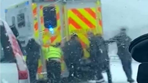 ambulance stuck in snow