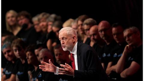 Jeremy Corbyn addressing the Labour conference in Brighton