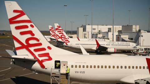 Virgin airlines tails.