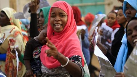 Sudanese women protesting