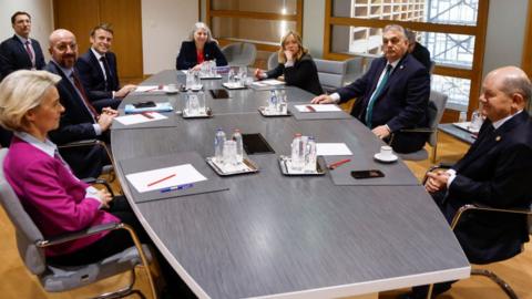 EU leaders sat round a table