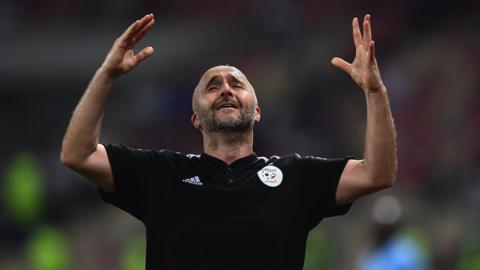 Algeria coach Djamel Belmadi shows his frustration against Equatorial Guinea