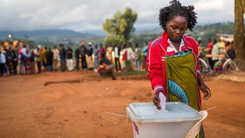 Woman voting